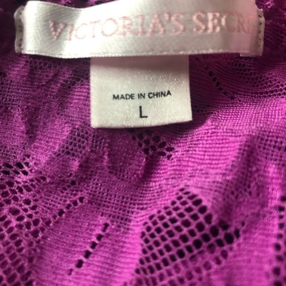 Victoria’s Secret SEXY Sheer Stretch Lace Chemise Cut~Out Back Sz. L Violet - Picture 7 of 7